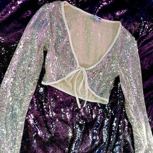 Fashion nova sequin crop tie top